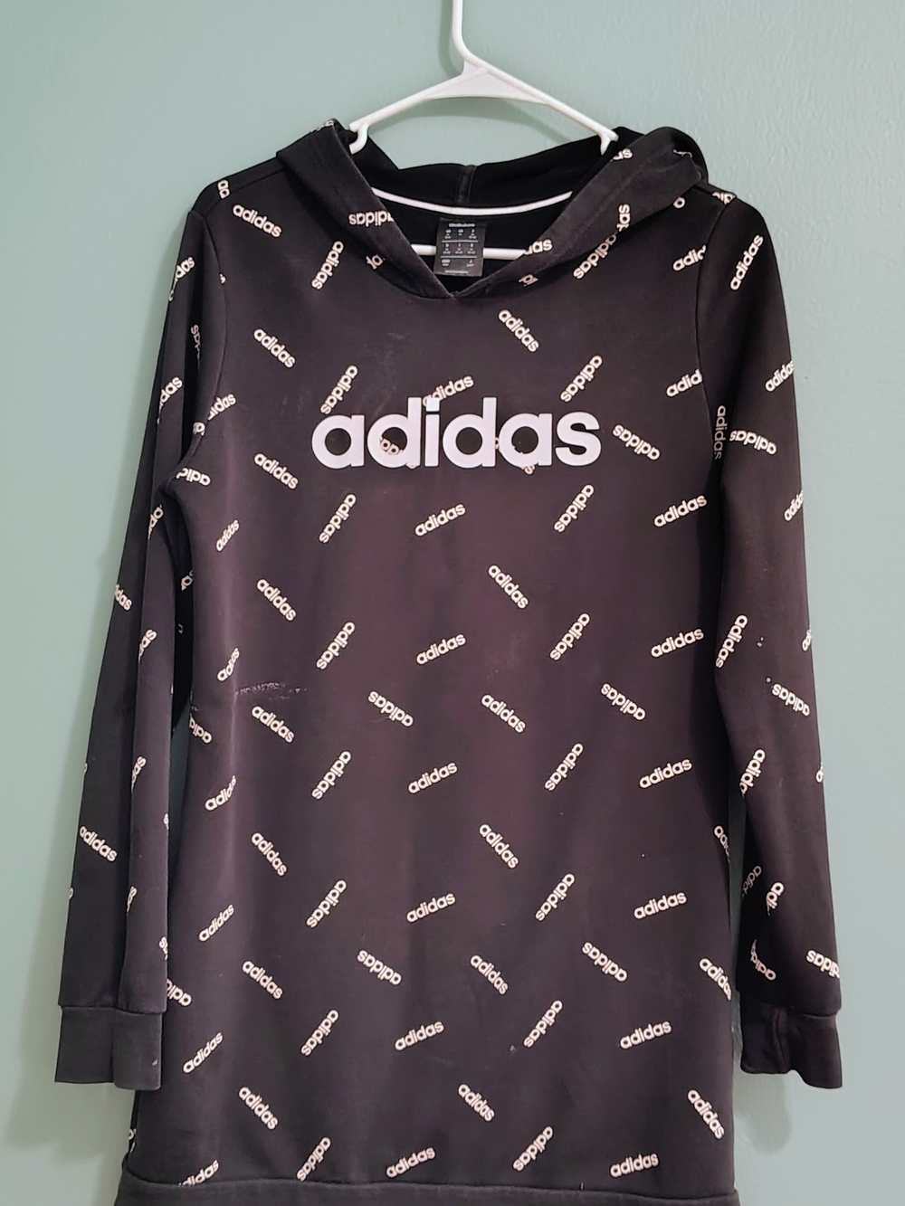 adidas Black Logo Allover Print Hoodie